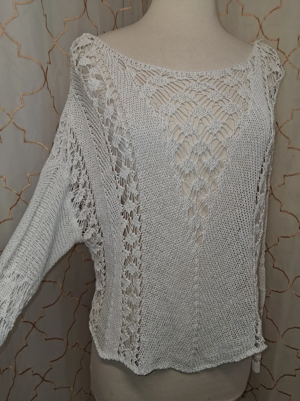Zara Cream Open-Knit Crochet Top